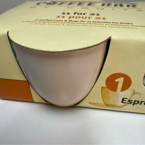 KÖNITZ Coffee Bar White Espresso Cups & Saucer Set Of Four - 2 Oz Mug NEW - Picture 6 of 9